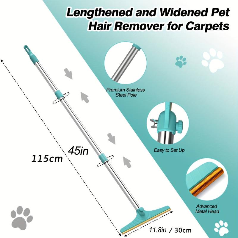 Adjustable Long Handled Pet Hair Remover for Couch Bed Carpet