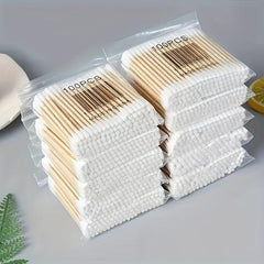 100-1000pcs Pet Cotton Swabs Double Headed Wooden Handle Ear Cleaning