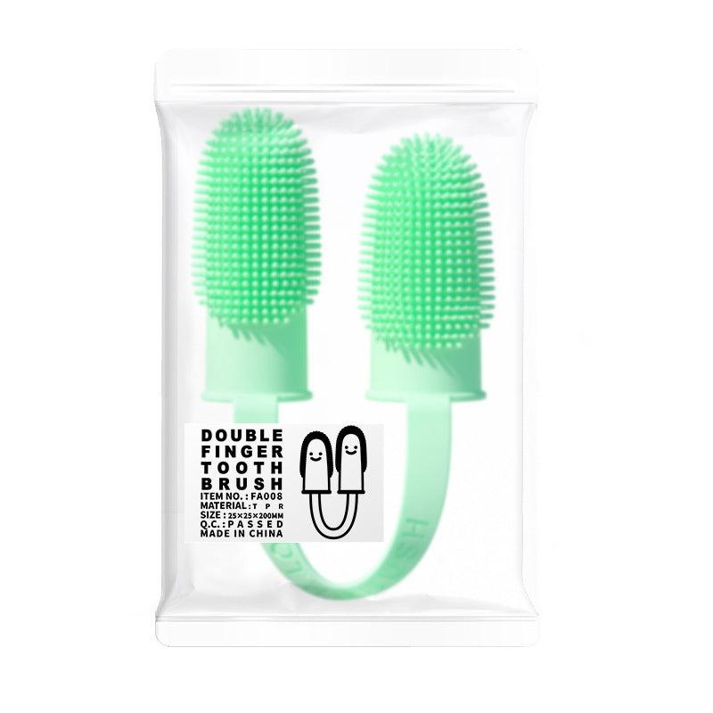 Double Finger Dog Toothbrush Pet Tooth Cleaning Finger Cover