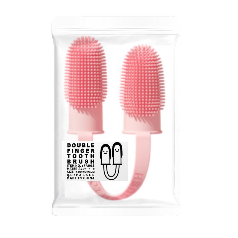 Double Finger Dog Toothbrush Pet Tooth Cleaning Finger Cover