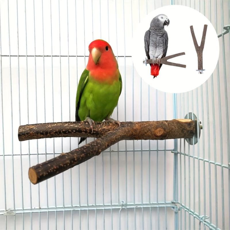 Wood Bird Stand with Claw Grinding Stick - Parrot Supplies