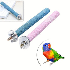 Colorful Bird Parrot Grinding Toy with Natural Wood Perch Stand