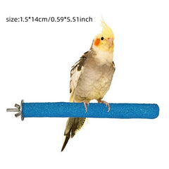 Colorful Bird Parrot Grinding Toy with Natural Wood Perch Stand