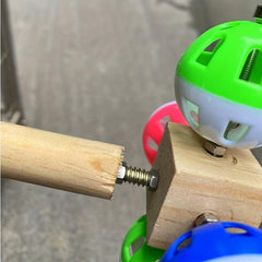 Colorful Bell Wooden Stand Rod Parrot Molar Toy