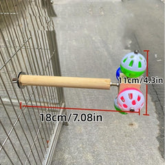 Colorful Bell Wooden Stand Rod Parrot Molar Toy
