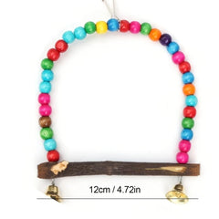 Rainbow Beads Log Standing Pole for Parrot Birds Fun Toy