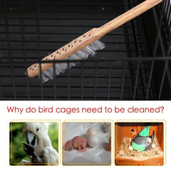 Parrot Cage Cleaning Brush Long Wooden Handle Pet Bird Cleaning Supplies