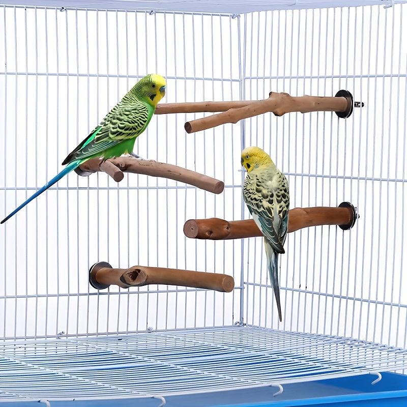 Wooden Bird Toys Parrot Stand Poles Tree Fork Peeled Stand Stick