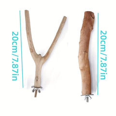 Wooden Bird Toys Parrot Stand Poles Tree Fork Peeled Stand Stick