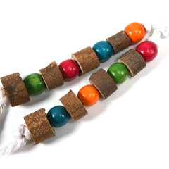Wooden Parrot Colorful Chew Toys Hanging Cage Balls with Ropes