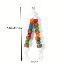 Wooden Parrot Colorful Chew Toys Hanging Cage Balls with Ropes