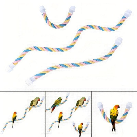Bird Spiral Cotton Rope Perch U Shaped Toy for Cage