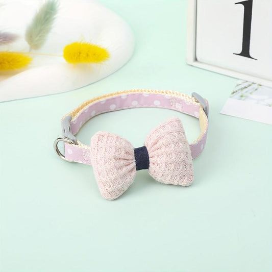 Lovely Polka Dot Pet Collar with Bow Knot