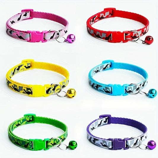 Camo Pet Collar with Bell for Cats & Dogs