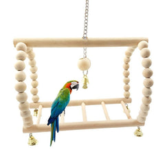 Wooden Hanging Bell Bird Cage Toy for Small Birds