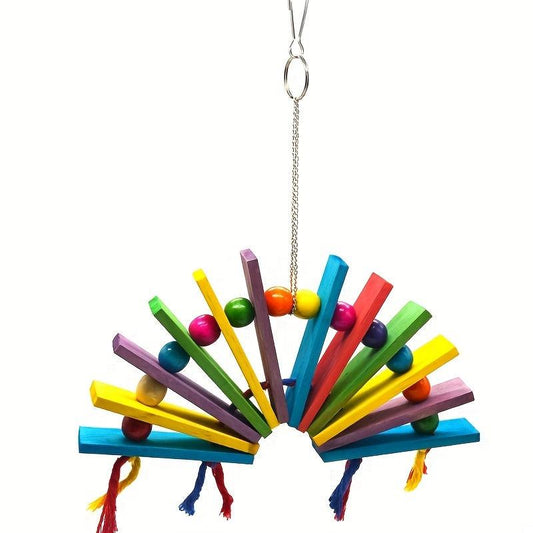 Colorful Wooden Block Parrot Toy Swing Chew Toy