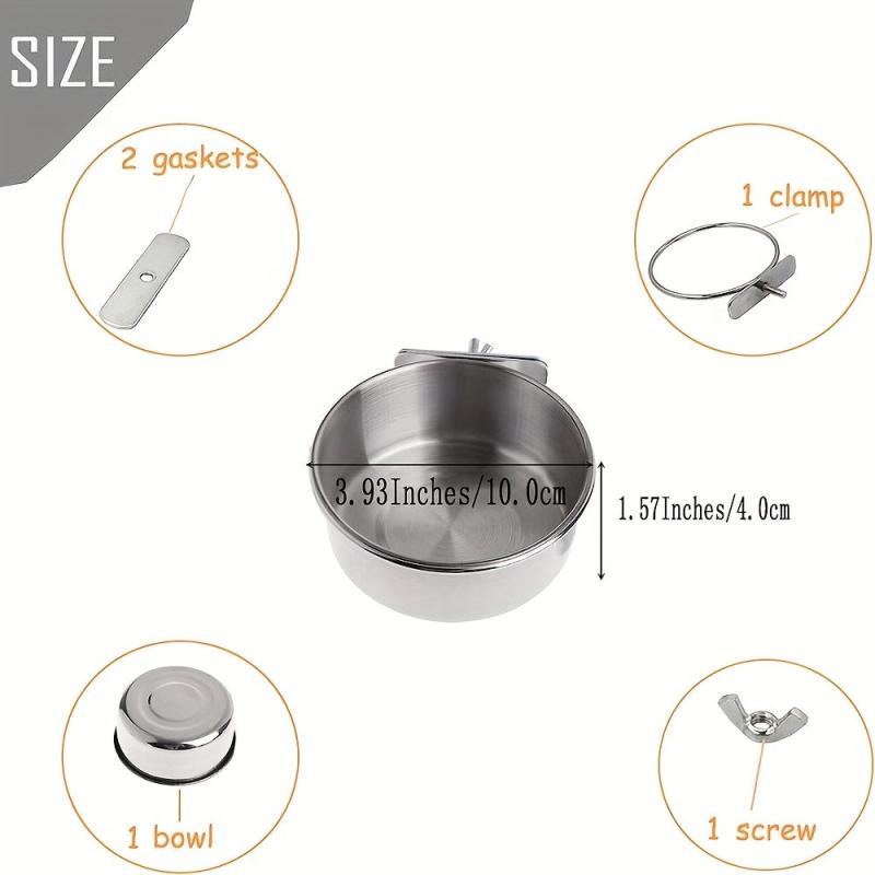 2pcs Stainless Steel Bird Feeding Dish with Perch Stand
