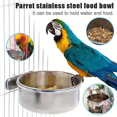 2pcs Stainless Steel Bird Feeding Dish with Perch Stand