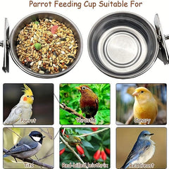2pcs Stainless Steel Bird Feeding Dish with Perch Stand