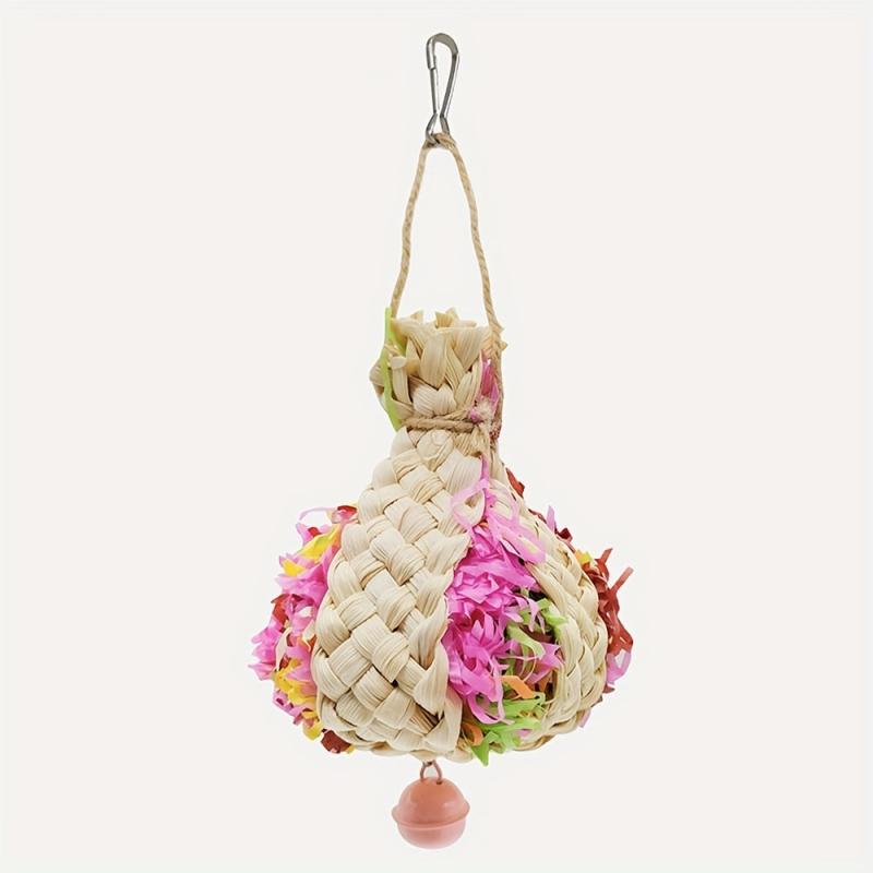 Pet Bird Toy Hanging Birdcage Accessories Natural Parrot Shredder Toy Durable