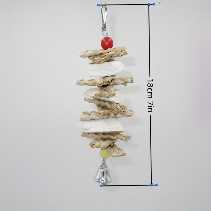 Natural Straw Bird Toys Cuttlebone Parrot Skewers for Calcium Supplement