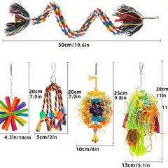 5pcs Parrot Chew Toys Fun Hanging Knot Toys for Bird Entertainment