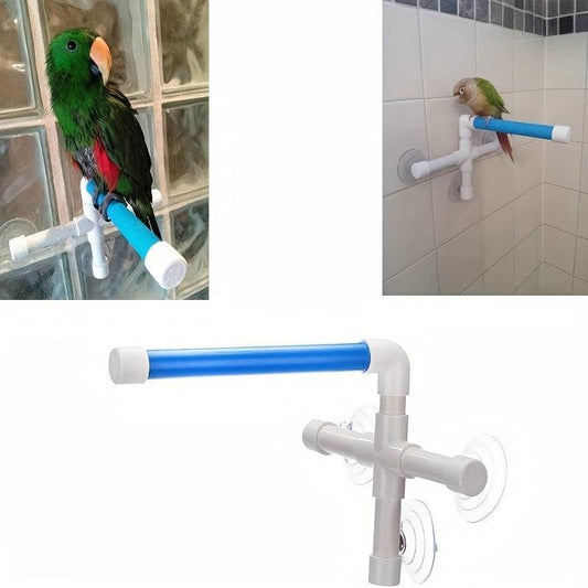 Parrot Stand Perch Shower Parakeet Window Wall Hanging Toy
