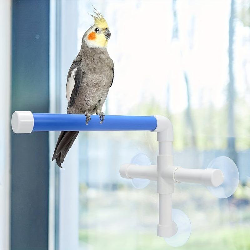 Parrot Stand Perch Shower Parakeet Window Wall Hanging Toy