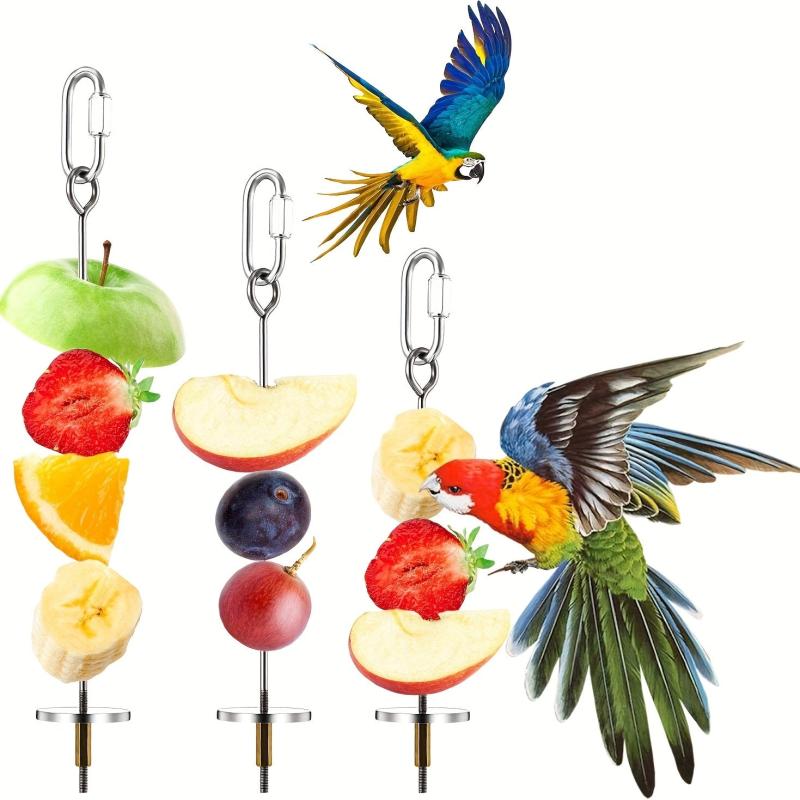 Large Parrot Food Rack with Foraging Toys & Snack Skewer