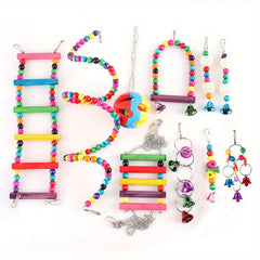 10pcs Colorful Hanging Parrot Toys for Cage - Entertainment and Exercise for Bir