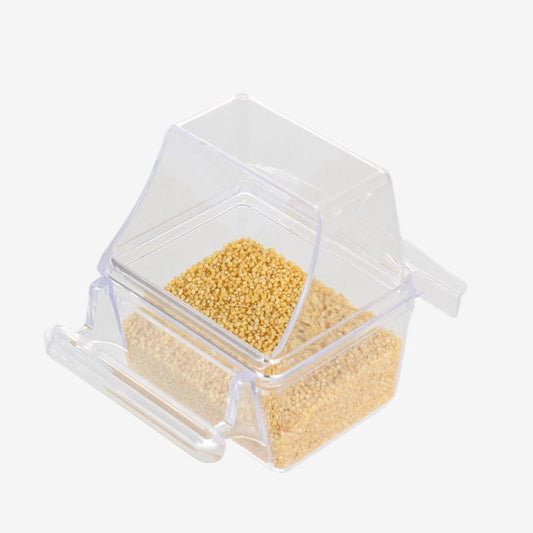 Transparent Bird Cage Hanging Food Basin Outside Splash-proof Bird Food Box