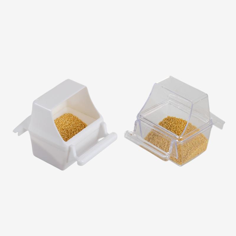 Transparent Bird Cage Hanging Food Basin Outside Splash-proof Bird Food Box