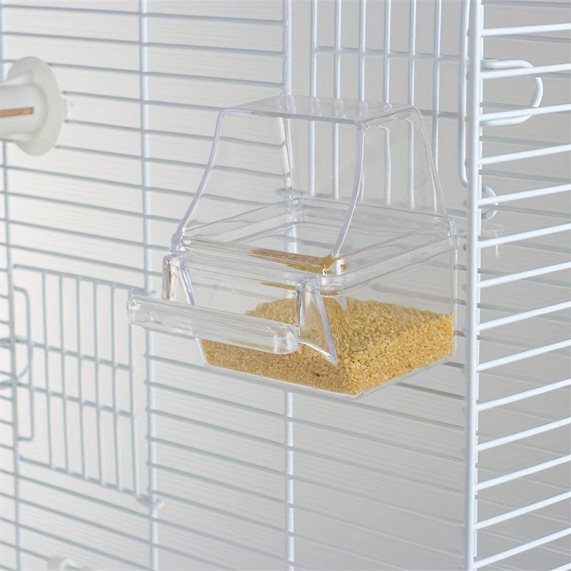 Transparent Bird Cage Hanging Food Basin Outside Splash-proof Bird Food Box