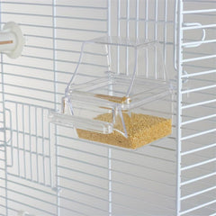 Transparent Bird Cage Hanging Food Basin Outside Splash-proof Bird Food Box