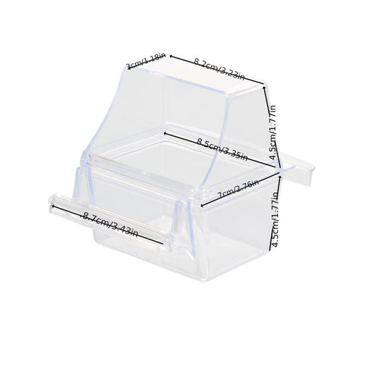Transparent Bird Cage Hanging Food Basin Outside Splash-proof Bird Food Box