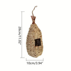 Handwoven Straw Bird House for Parrot/Parakeet