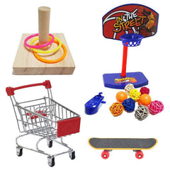 4pcs Parrot Toy Set Puzzle Cart Ferrule Training Bird Swing Bite Toy