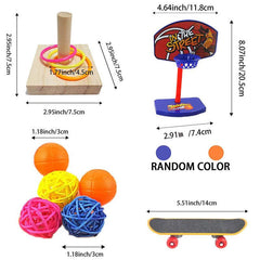 4pcs Parrot Toy Set Puzzle Cart Ferrule Training Bird Swing Bite Toy