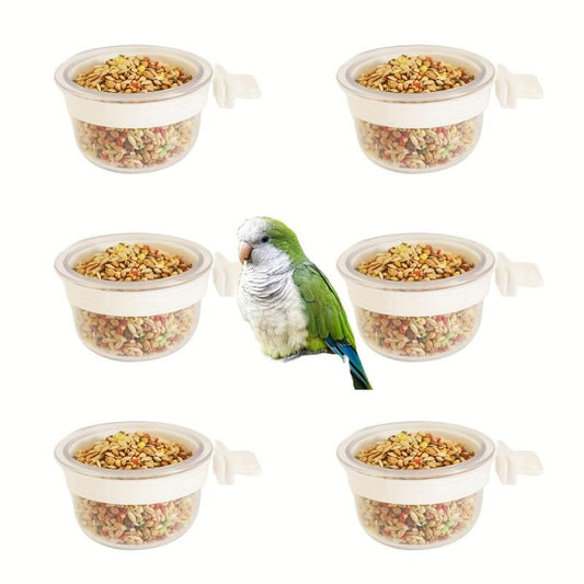 6pcs Bird Feeder Hanging Transparent Bowls For Parrot Pigeon Bird