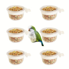 6pcs Bird Feeder Hanging Transparent Bowls For Parrot Pigeon Bird