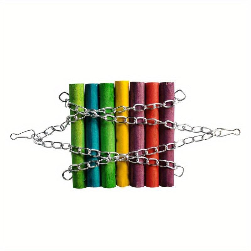 Pet Wooden Ladder Climbing Swing for Parrots Fun Hammock Toy