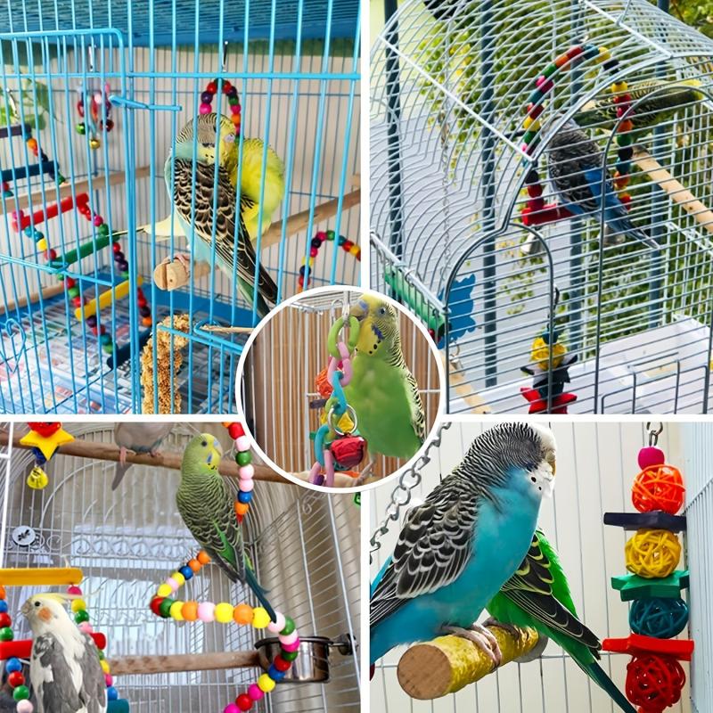 7pcs Colorful Parrot Bird Toy Set Swing Chewing Hanging Cage Toy With Bell