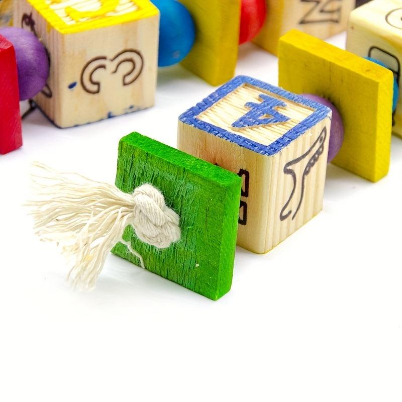 Colorful Wooden Bird Cage Hanging Toys for Parrots
