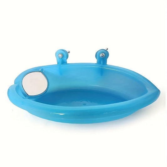 Reflective Parrot Bath Basin Bird Cage Accessory for Clean Birds