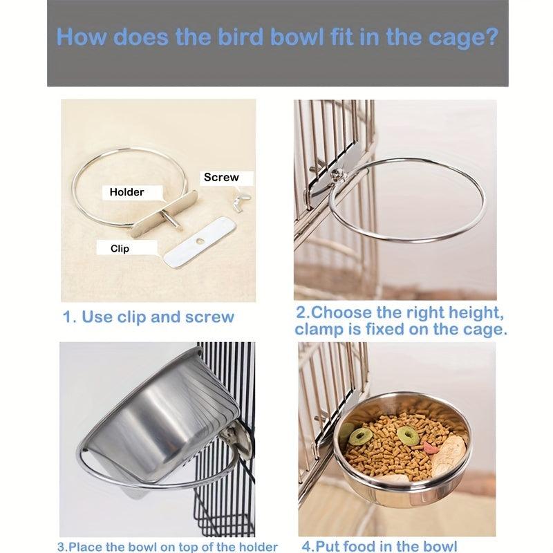 Adjustable Stainless Steel Parrot Food Bowl for Birds