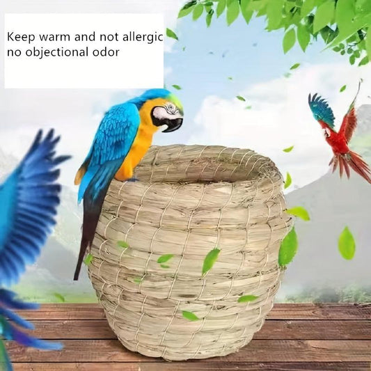 Straw Bird's Nest & Breeding Box for Cockatiel & Budgerigar