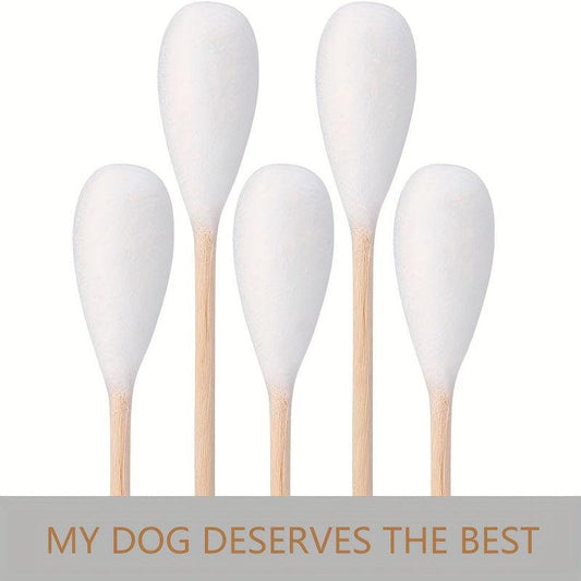 100pcs Long Cotton Swabs For Pets Cleaning Wood Handle