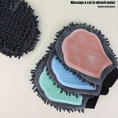 Pet Bathing Gloves Double Sided Dog Cleaning Massaging Gloves