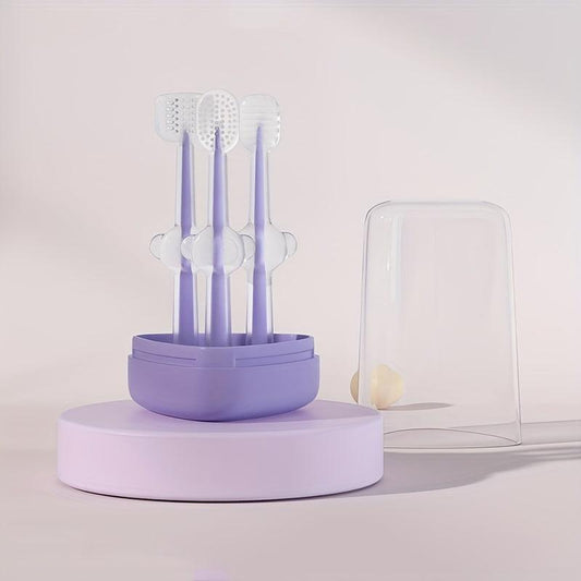 3pc Pet Silicone Toothbrush Set Soft Bristle Dog Teeth Tongue Cleaning Brush