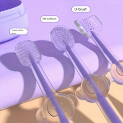 3pc Pet Silicone Toothbrush Set Soft Bristle Dog Teeth Tongue Cleaning Brush